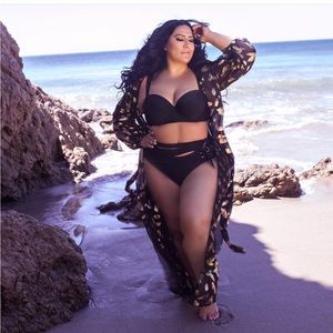 Swimsuits for All x Gabi Fresh Black & Gold Coverup kimono